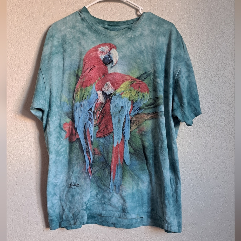 The Mountain Parrot Graphic Blue Tie-Dye T-Shirt Size XL